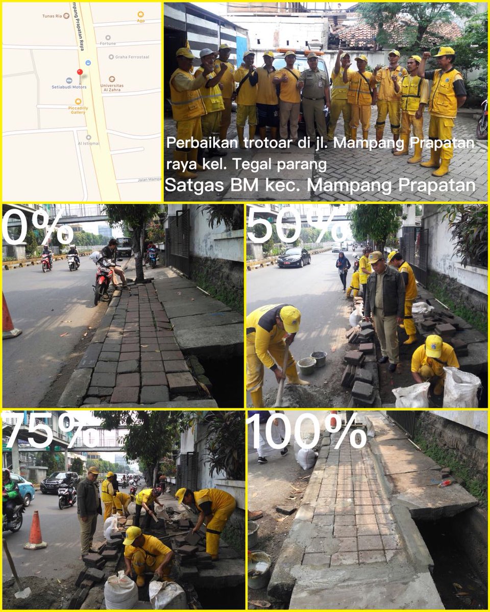 SDBMmampang's tweet photo. Perbaikan trotoar & perbaikan plat tali air di Jl. Mampang prapatan kel. Tegal parang. & TL scraping di jl. Bangka raya kel. Pela mampang. #timkuning #SDBMmampangprapatan @SDBMmampang @BinaMargaDKI @binamargajaksel @DinasPemel @sandiuno @aniesbaswedan https://t.co/NKELYSvuH3