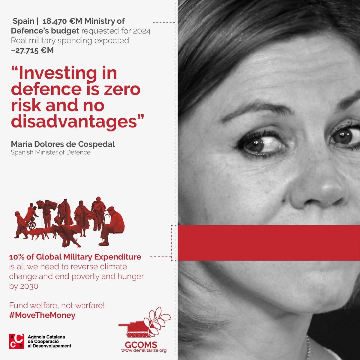 CentreDelas's tweet photo. El govern espanyol ha anunciat recentment un enorme augment de la despesa militar, quan hauria d'anunciar un augment de la despesa social! La Campanya Global per la Reducció de la Despesa Militar llança nous materials en motiu dels #GDAMS2018: https://t.co/6MBeKC4mQx #YouAllOweUs https://t.co/FRGO3oDZwf