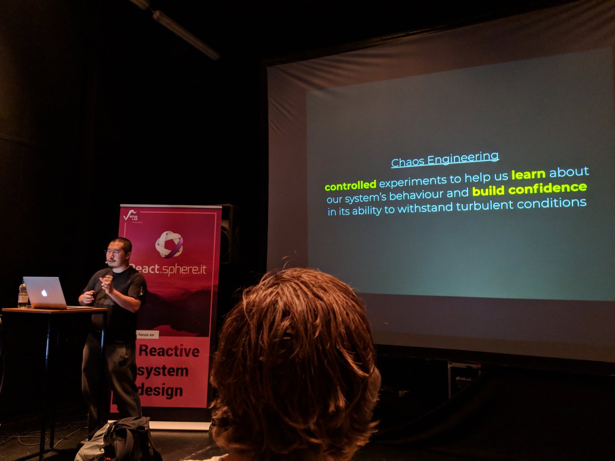 AdrianCiura's tweet photo. Now when you break your production you can call it #chaosengineering @ #ReactSphere conf @ReactSphere https://t.co/Y3ihVomNZ4