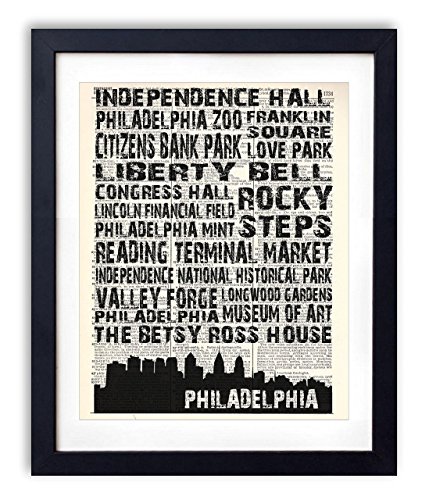 Philadelphia Landmarks Skyline and Typography Dictionary Art Print 8x10 - $12.99 amzn.to/2H4zL5K