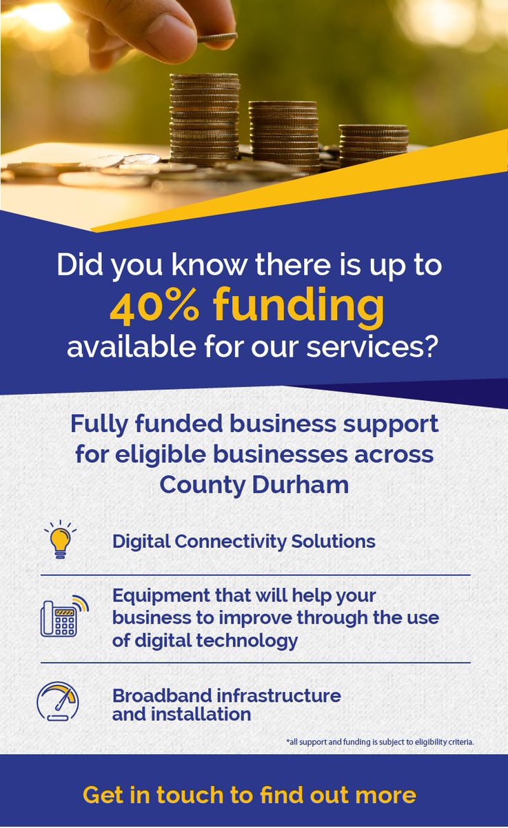 TeamSiriusUK's tweet photo. You may be eligible for 40% funding if you're a #CountyDurham business!
Contact us to find out some more information - we're happy to provide a no obligation cost analysis of your invoice.
#ShopLocal #SupportLocalBusinesses #ItsTimeToGetSirius https://t.co/K4gnRiuLnz