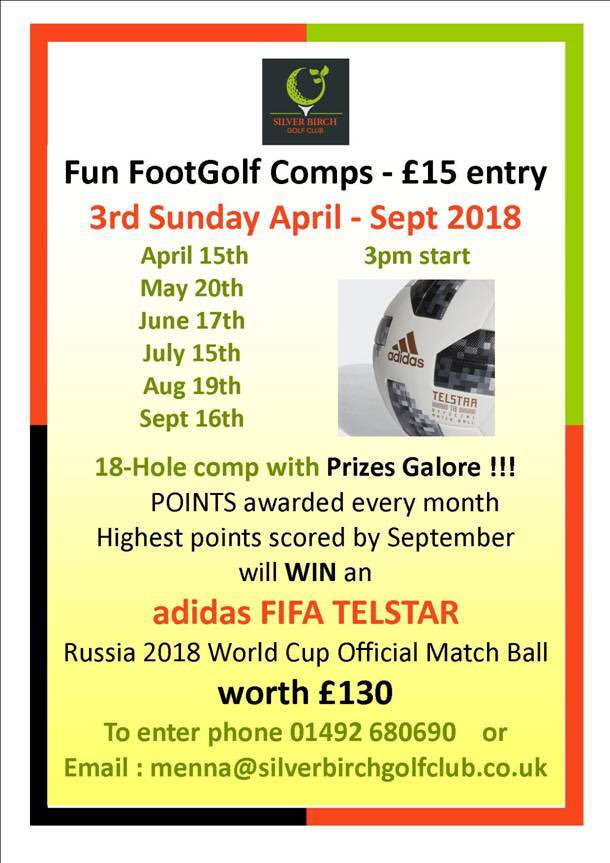 SilverBirchGC's tweet photo. #FunFootGolfEvents started yesterday @SilverBirchGC !
Congrats Mitch, Rhys &amp; Elis. Points accumulated over 6 months wins the #adidasOfficialMatchBall worth £130 ! #GrassRoots #GrowingTheGame @FootGolf_Denbs @TheWarrenFGC @storwswen @DcFootgolf @styalFGC @footgolffinder Please RT. https://t.co/exDJnGDuqc