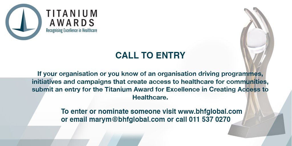 BHFGLOBAL's tweet image. Are you or your organisation driving programme, initiatives or campaigns that are creating access to healthcare for communities? #CreatingAccess #SouthernAfrica #PuttingTheHealthCitzenFirst bhfglobal.com/titanium-award…
