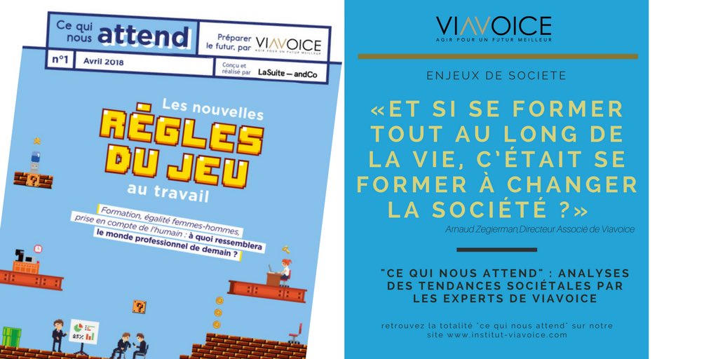 Viavoice_Paris's tweet photo. CE QUI NOUS ATTEND : découvrez les analyses des experts @Viavoice_Paris dans l’édition #1, consacrée aux nouvelles règles du jeu au travail #CQNA #travail #formation #Mixité #millenials https://t.co/1JchQ6ylG3 https://t.co/g8ta92RAQt
