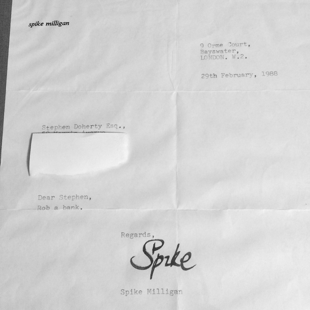 SteveDoherty1's tweet photo. Spike Milligan would have been 100, today - which gives me reason enough got post this, again. I had asked him (at 18) how to be rich and famous. His reply … #Spike100 https://t.co/srTac0v9aU