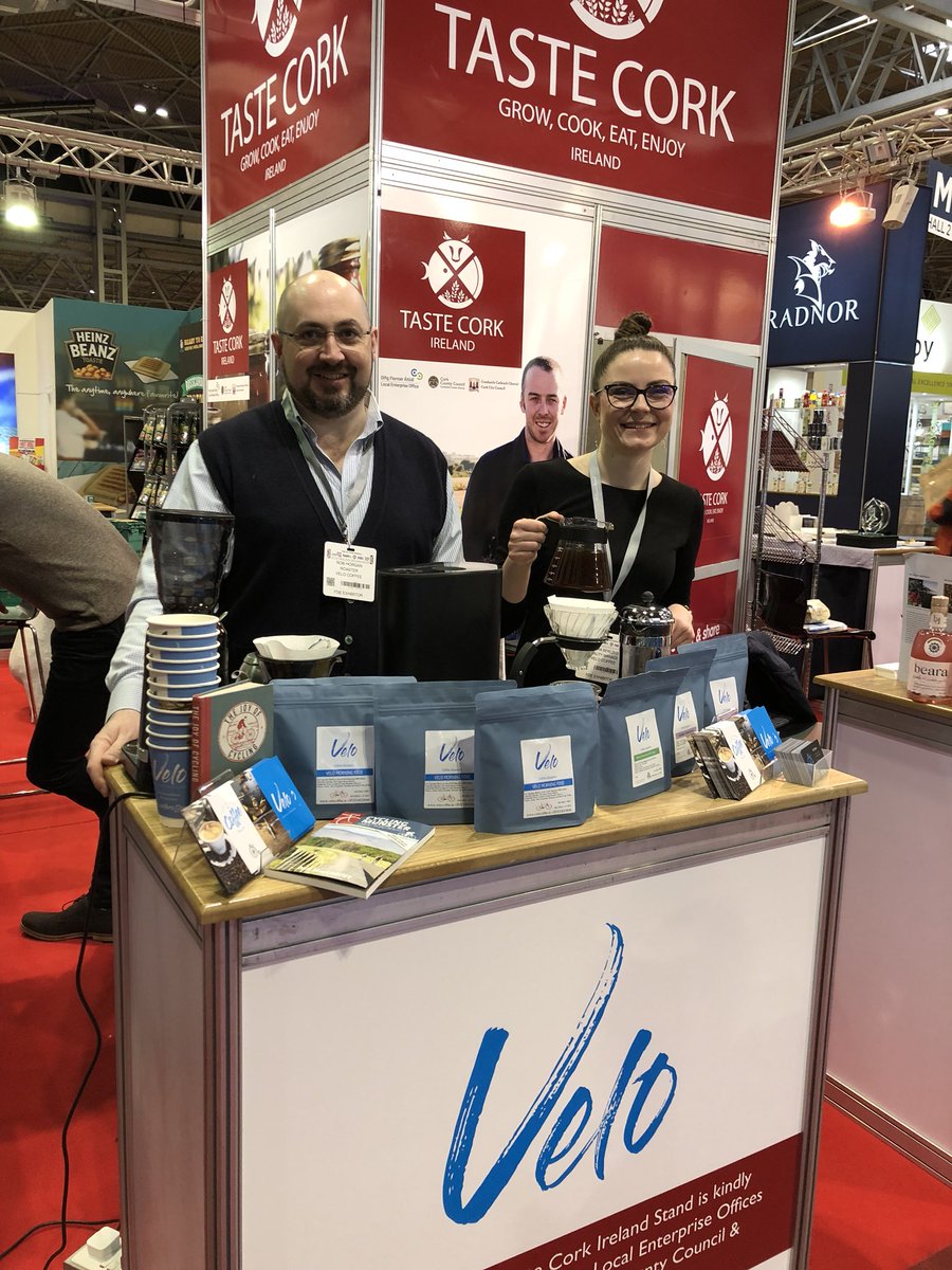 Sandra & Rob are just set up in the @TasteCork stand at the NEC this morning with 11 other Cork producers. #CoffeeLover #localproducers #Cork