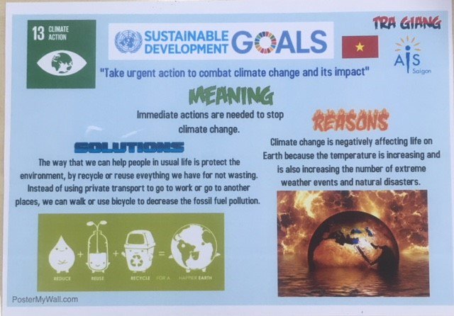 elsker72's tweet photo. Sustainable Development Goals #SDGs #Humanities Year 9 Students became educated and then did the educating with these fantastic campaign posters #AISSaigon #UnitedNations #ClimateAction #NoPoverty https://t.co/0p8ca11727