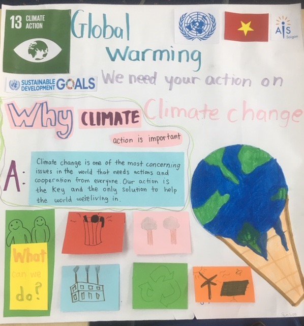 elsker72's tweet photo. Sustainable Development Goals #SDGs #Humanities Year 9 Students became educated and then did the educating with these fantastic campaign posters #AISSaigon #UnitedNations #ClimateAction #NoPoverty https://t.co/0p8ca11727
