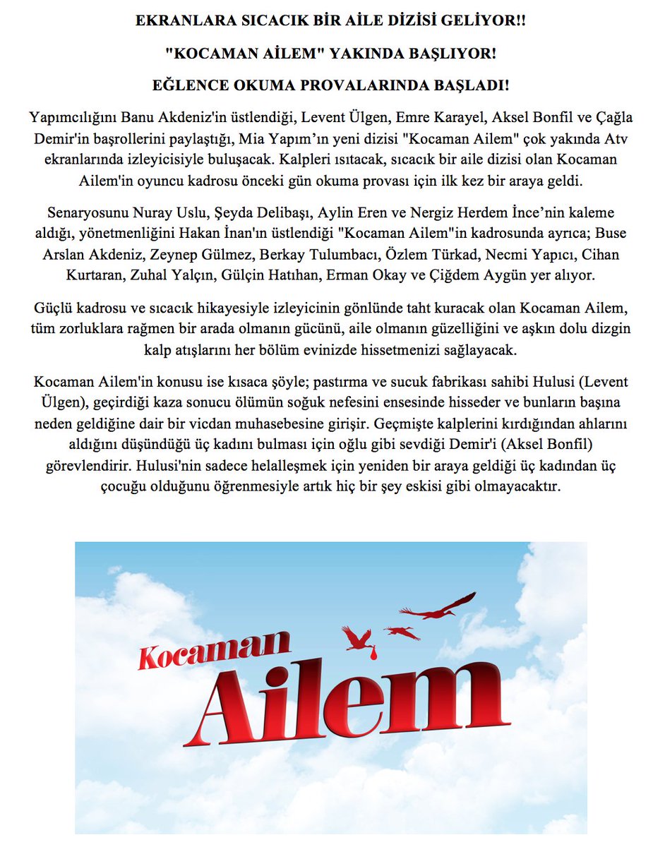 KocamanAilem's tweet photo. Ekranlara Sıcacık Bir Aile Dizisi Geliyor!
#KocamanAilem yakında atv'de başlıyor!

@MiaYapim @atvcomtr https://t.co/PRVWceV5zn
