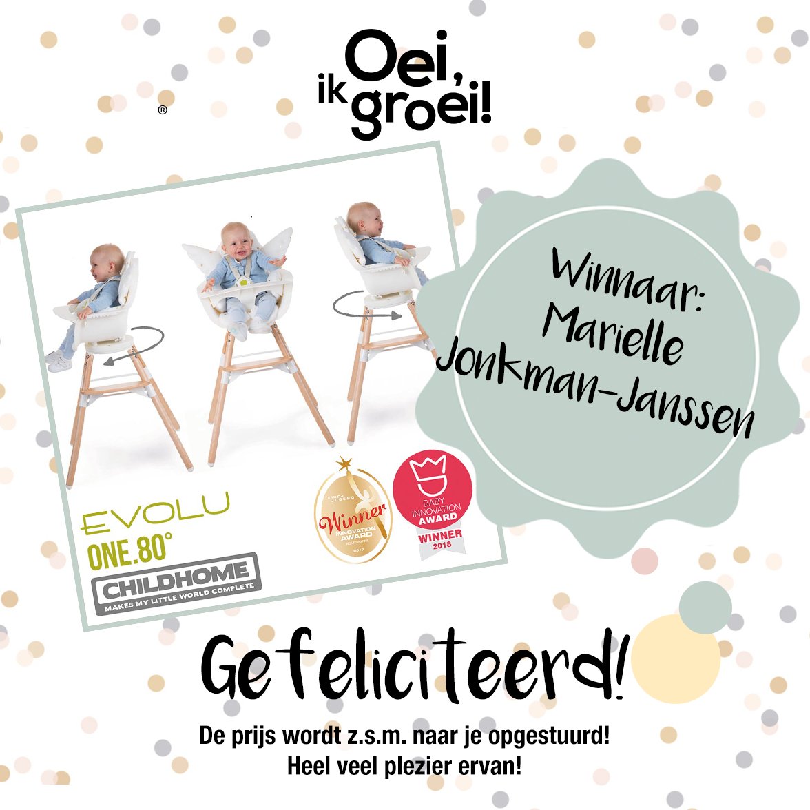 Oeiikgroei's tweet photo. 🎁LAATSTE DAG VAN DE GIVEAWAY MAAND 🎁HOOFDPRIJS: Houten speelhuisje Sunny van @Wehkamp (t.w.v. 349,-) ✨ Alle info: https://t.co/h5d6hy1coy / DOE NU MEE!!! https://t.co/F3EdZfTUSw  / 🎁 Winnaar De Childhome kinderstoel Evolu ONE.80° 👉 Marielle Jonkman-Janssen // GEFELICITEERD! https://t.co/XqwHTTbhwB