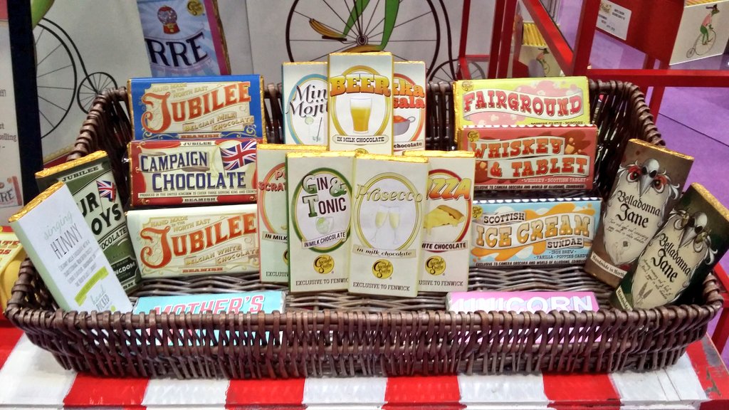 ChocolateSmiths's tweet photo. At @FarmShop_Deli and looking for something a little more Bizarre? Luxury chocolate with the fun left in! Visit us at K66 to try! #fsds18 https://t.co/sHzQBp2W9D