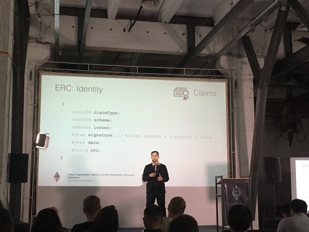BranaRakic's tweet image. ERC-275: Identity standard looks really promising, great talk by @feindura. Very complementary to @origin_trail stack #dappdevconf #blockchain