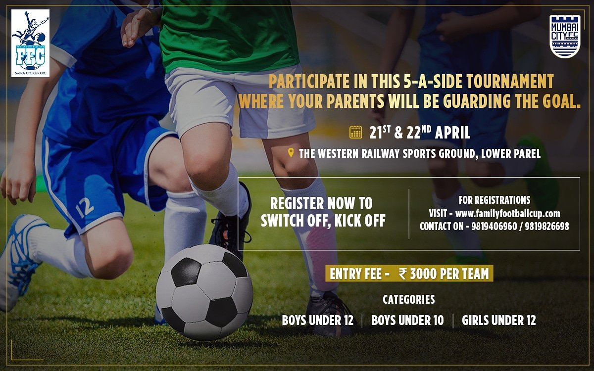 MumbaiCityFC's tweet photo. If you haven't registered yet, here's a reminder to all the young champions & their parents to register now for the one of a kind, Family Football Cup Tournament.
To register:
π² - 9819406960 / 9819826698
Visit - https://t.co/hA4JfzeuXT
#ThisIsFFC
#SwitchOffKickoff https://t.co/ooTbZ5SC5o