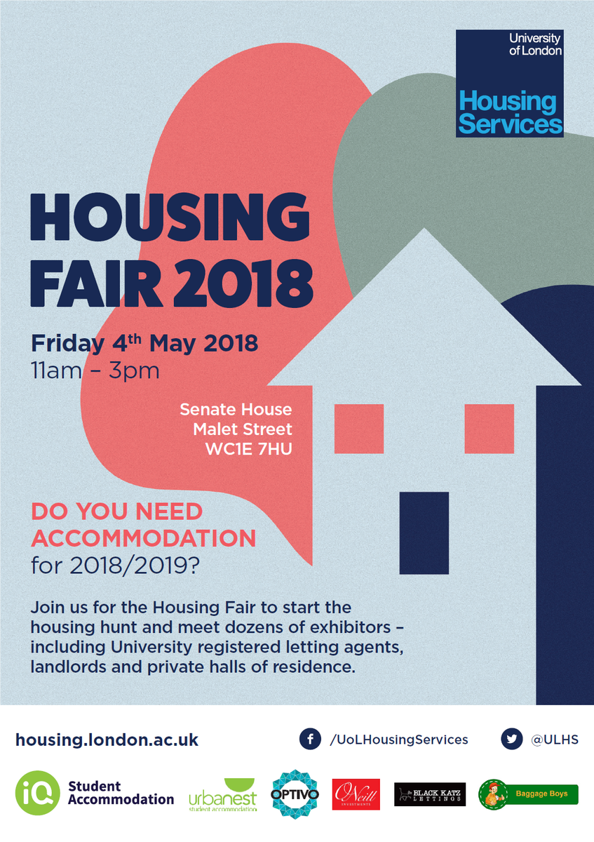 Looking for somewhere to live for next year? #HousingFair2018 is a great place to start! Friday 4th May, 11am-3pm. For more info: bit.ly/2qA5Z2O
<a href="/iQstudents/">iQ Student Accommodation</a> <a href="/urbanestUK/">urbanest UK</a> <a href="/optivohomes/">Legacy Optivo (Customer Services)</a> <a href="/blackkatz/">Black Katz</a> @Baggage_Boys
