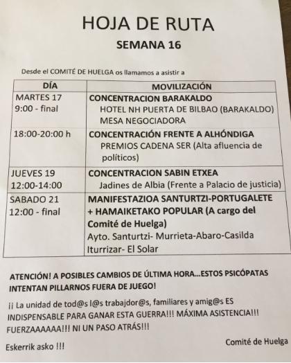 UNIDOS_PT's tweet photo. Hoja de Ruta próximas movilizaciones #ProductosTubulares
Seguimos adelante. NI UN PASO ATRÁS!! 
Aurrera langileen borroka!! Borroka da bidea!!
#PTaurrera #DespidorikEzPT #StopPrecarización https://t.co/cE6AsgRSGZ