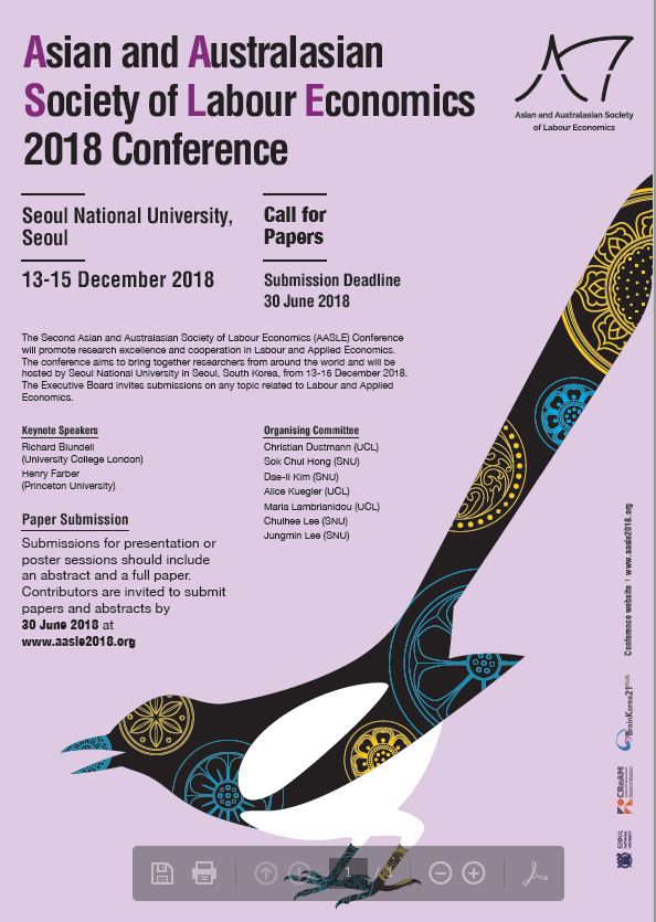 RWI_Leibniz_en's tweet photo. Call for Papers: 2nd Conference of the Asian and Australasian Society of #LabourEconomics (#AASLE). 13-15 Dec 2018, Seoul National University, South Korea. Keynotes: Richard @blundell09 (@EconUCL) & Henry Farber (@Princeton). Submission Deadline: 30 June. https://t.co/Utkak9QSj1 https://t.co/RG1Cc3Jp48
