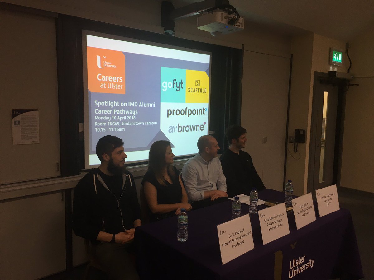 RoysterUlster's tweet image. IMD Alumni Careers Pathway Event panel underway @CareersAtUlster @ComMat @StudyAtUlster #InteractiveComputing #InteractiveMultimediaDesign