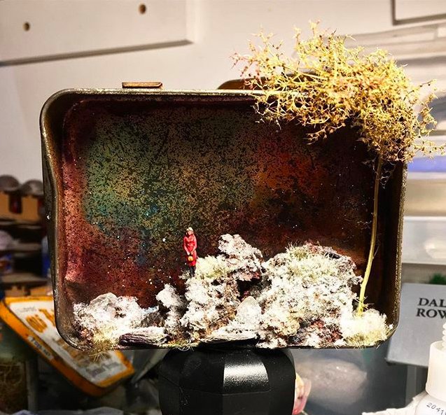 HicksGallery's tweet photo. Sneak peak of #JacobCrivello's latest #workinprogress almost ready to be shown with us next month at @AAFLondon on Hampstead Heath. Get in touch for tickets! #sculpture #diorama #microworlds #miniature #modernart #emergingartist #landscape https://t.co/156AEGEcIn