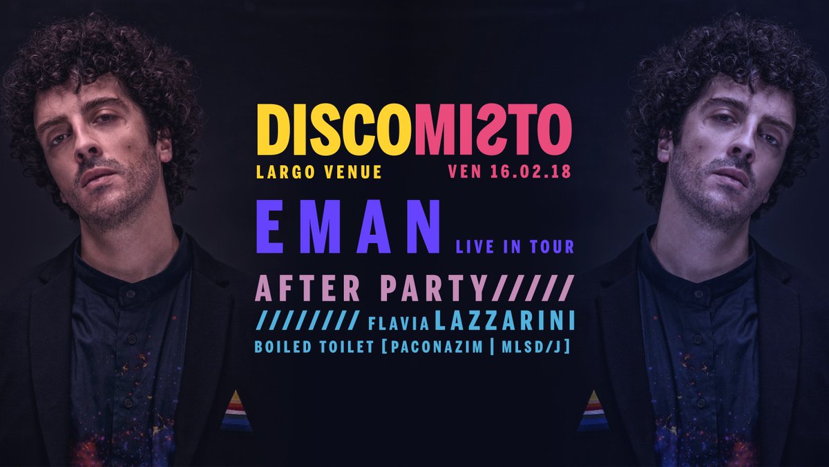 GlamdaParty's tweet photo. Vi aspettiamo venerdì 20 aprile a #LargoVenue. Dalle h.22.00 live #EMAN, opening Sativa Rose. A seguire @FLAVIALAZZARIN1 , @paconazim , MLSD/J. 
Info https://t.co/UZ0QGBoAPm https://t.co/3bpaJ3Lyhd