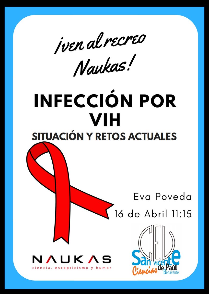 IsabelGarciasvp's tweet photo. Hoy en #RecreosNaukas de @SVPBenavente nos ponemos serios para la charla INFECCION POR VIH: SITUACIÓN Y RETOS ACTUALES
Con #EvaPoveda
@Naukas_com @lauramorron @juanfisicahr @MartaVelzquez6 @eneko_fc @chusenelcole @SanmartinJuan @numero_aureo @fqsaja1 @quique_cama @ANANPOZO https://t.co/o54oJ2dBdX