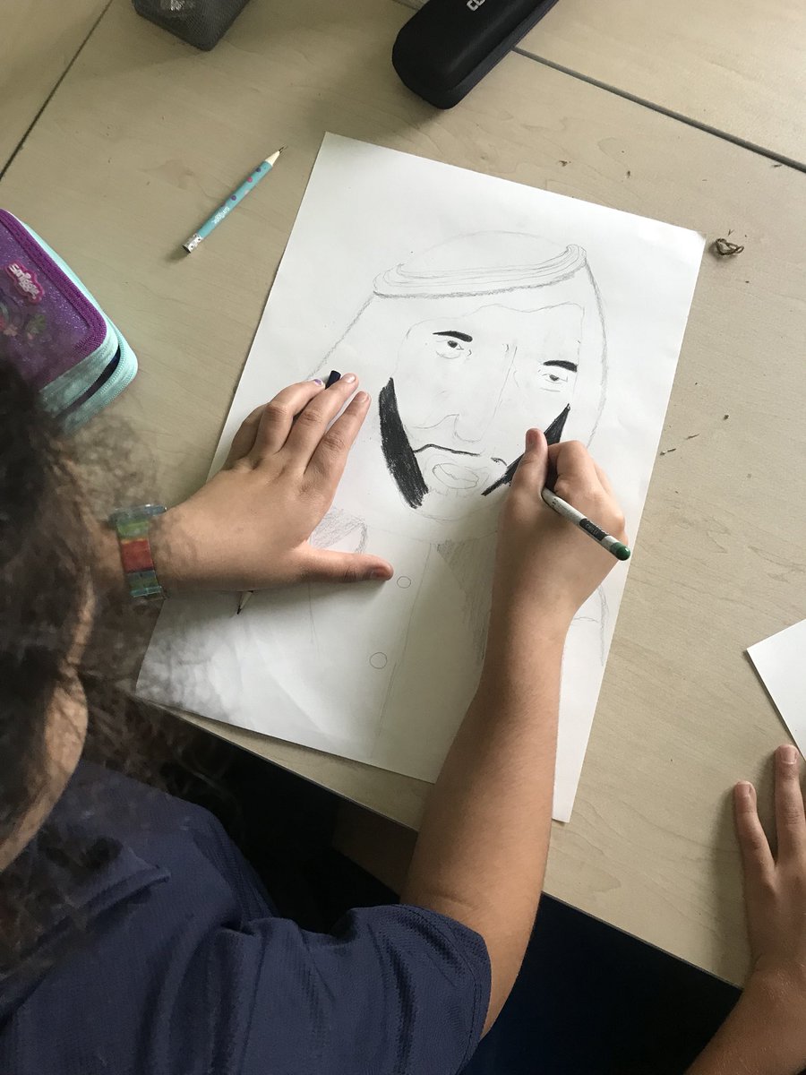 Year5_SBS's tweet photo. Our portraits of #SheikhZayed are turning out so beautiful! #YearOfZayed #SBSArts https://t.co/cwapByTNuG