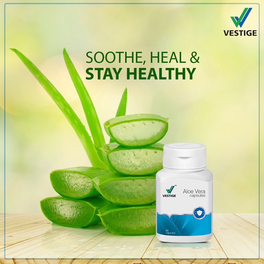 Known for its soothing properties and antiseptic qualities, aloe vera is  the perfect #SummerVibe remedy. The medicinal elements found in the plant  are embedded deeply into the Vestige Aloe Vera Capsules, that
