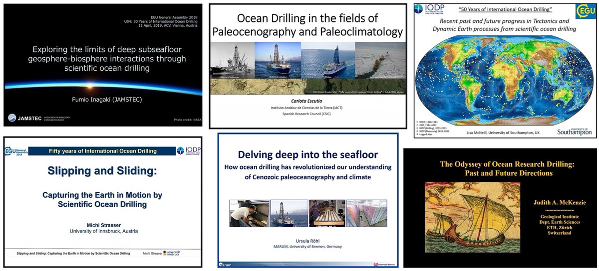 ECORD_IODP's tweet photo. Six brilliant talks by #IODP prominent scientists were given at #EGU18 session "50 years of International Ocean Drilling" https://t.co/pYekImZd4e @ESO_Outreach @JRSO_IODP @TheJR @Chikyu_JAMSTEC https://t.co/se5NKHIdfQ