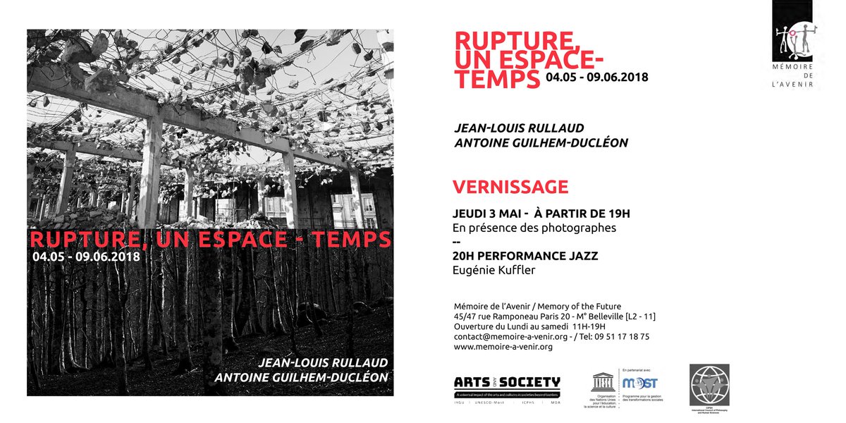 a_traits's tweet photo. [RUPTURE UN ESPACE-TEMPS 04.05 - 09.06.2018] #photography #expo #paris 
   
JEAN-LOUIS RULLAUD  
ANTOINE GUILHEM-DUCLEON  

#VERNISSAGE JEUDI 3 MAI - A PARTIR DE 19H En présence des #photographes  20H PERFORMANCE JAZZ Eugénie Kuffler    

https://t.co/FF0rzDDGee https://t.co/DMVmzdv1XG