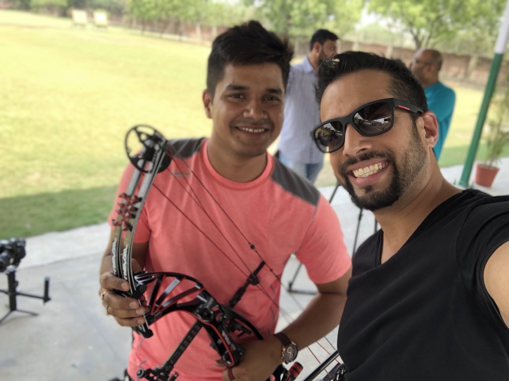 Salilacharya's tweet photo. Shooting with some #champions today #abhishekvarma #archery. Champ somethng special with him soon on @TimesNow #toisa2018 https://t.co/muqiuRJdGw