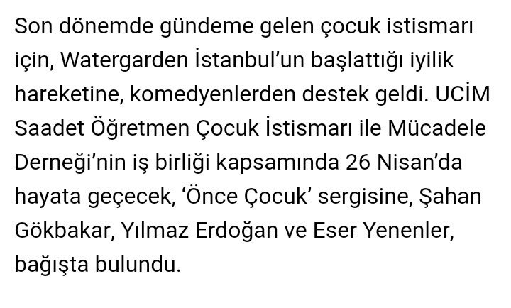 3AdamMedya's tweet photo. Eser Yenenler || Haber 

" Çocuk istismarına karşı komedyen desteği " 
@eseryenenler https://t.co/6gJlU6rJVH