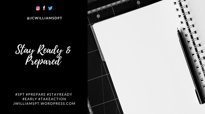 jwilliamsdpt's tweet photo. Always stay ready and prepared! You never know what opportunity may come your way and if you are not ready, you may miss a huge one!

Happy Monday!
#SPT #PrePT #Opportunities #BeReady https://t.co/lj9IL8lqgx