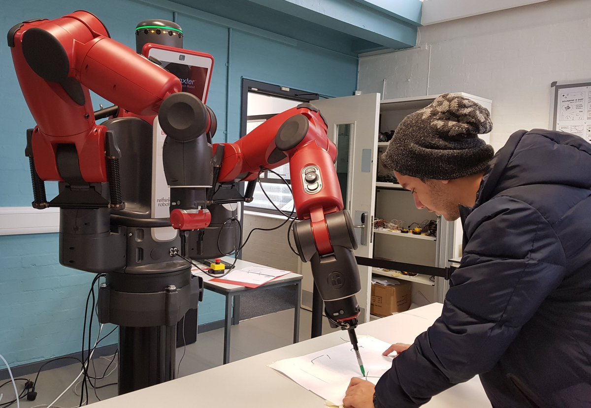 oxford_robotics's tweet photo. First year #BScRobotics students working on their robot calligraphy assignments today https://t.co/i8KnC4sLHG