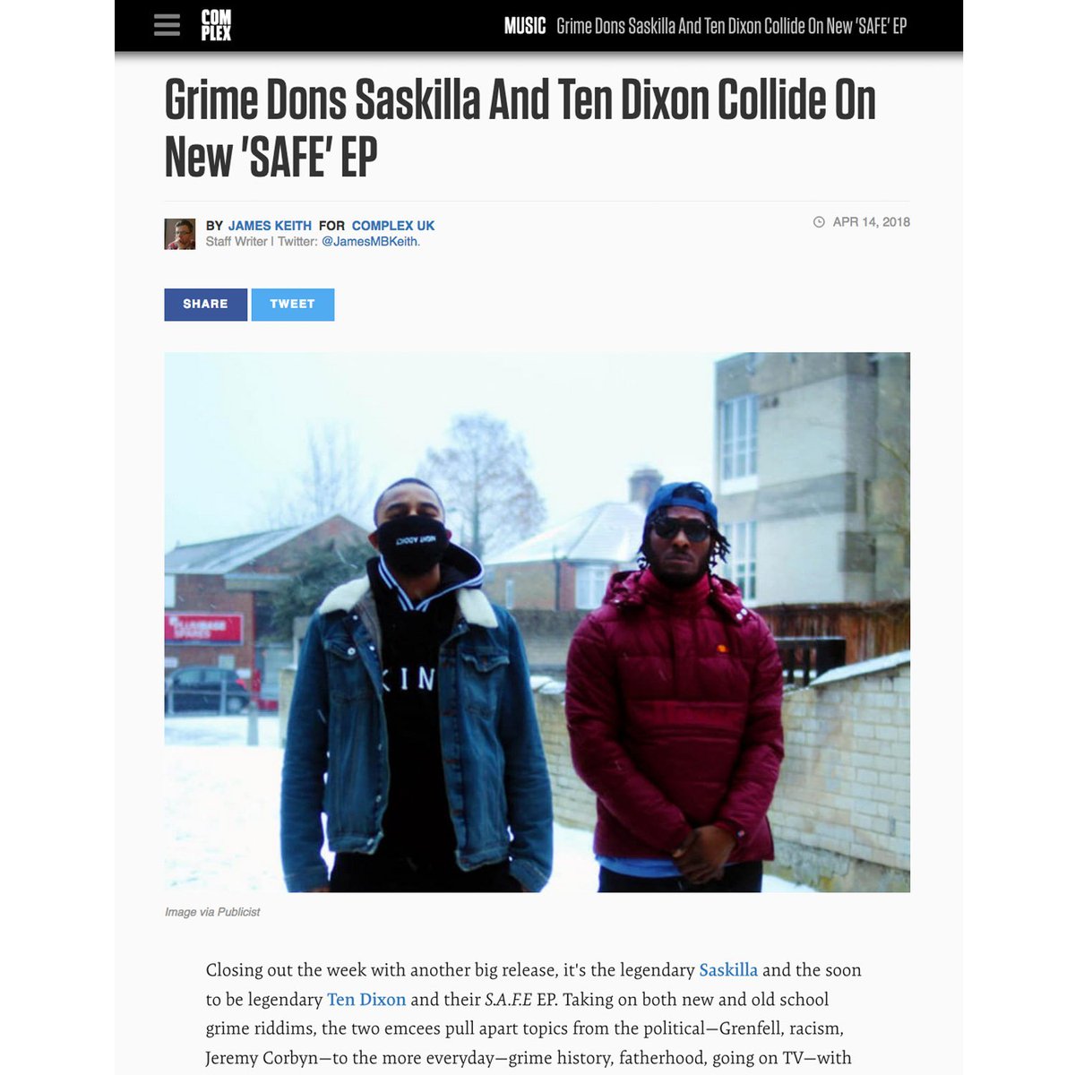 kingapparel's tweet photo. Inside @complex_uk this week >>

Focus on two of the UK's emerging musical talents @saskilla @MrTenDixon

#king #kingapparel #supporting #ukgrime #grime #music #uk #saskilla #tendixon #london #fashion https://t.co/UdmAAzhf9W