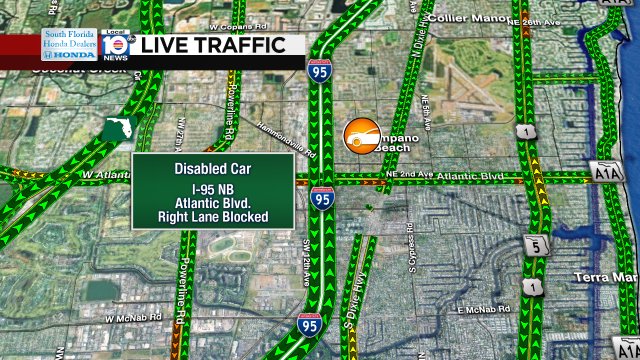 DISABLED CAR: I-95 NB & Atlantic Blvd. A right lane is blocked. #TRAFFIC https://t.co/ry4vOosBO2