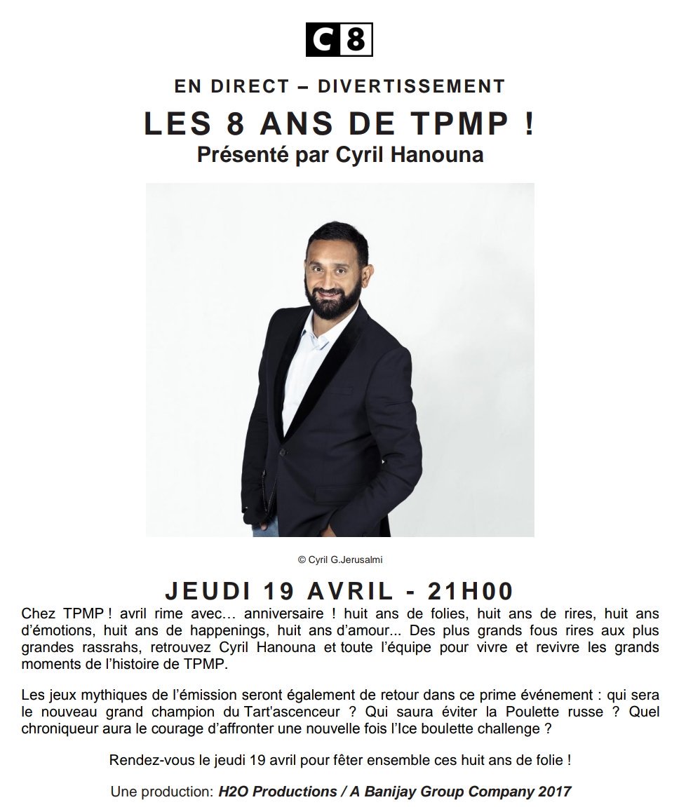H2o Productions Les Cheris Cyrilhanouna Et Ses Chroniqueurs Organisent Une Grosse Fete D Anniversaire Pour Feter Les 8 Ans De Tpmp Vous Etes Tous Invites A Partir De 21h H2o Productions Les Cheris Cyrilhanouna Et Ses Chroniqueurs Organisent Une Grosse Fete D Anniversaire Pour Feter Les 8 Ans De Tpmp Vous Etes Tous Invites A Partir De 21h