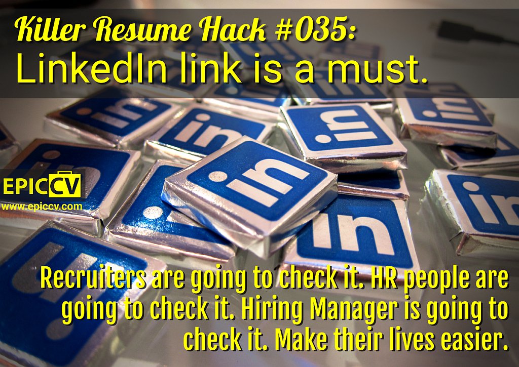 Levin618's tweet image. Killer Resume Hack #035: LinkedIn link is a must. - dld.bz/dVTDr  #resume #KillerResumeHacks