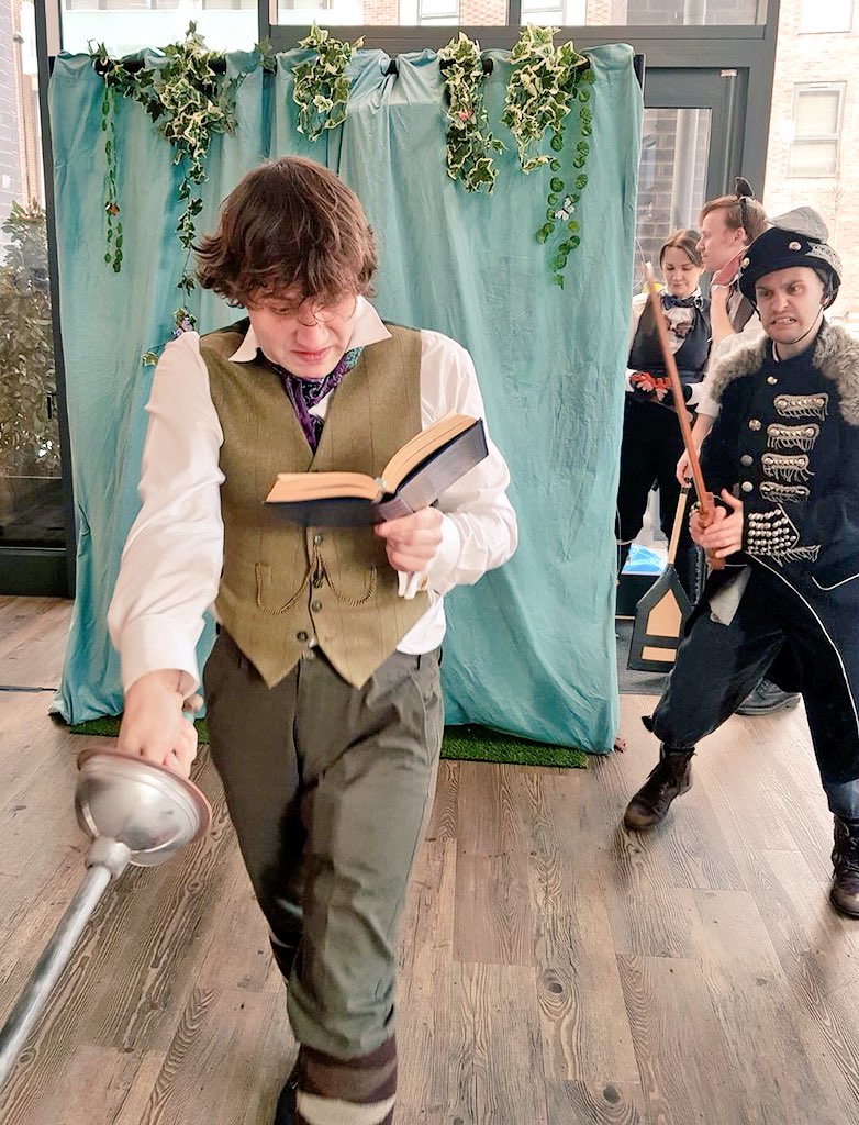 AWAPrd's tweet photo. Some pics from the dress rehearsal of the fight scene: “Taking back Toad Hall” in #The WindInTheWillows at @Openealing!
#ActorsLife #Theatre #Stage #Play #ToadHall @kennethgrahame #KennetyGrahame https://t.co/i21grzXn5b