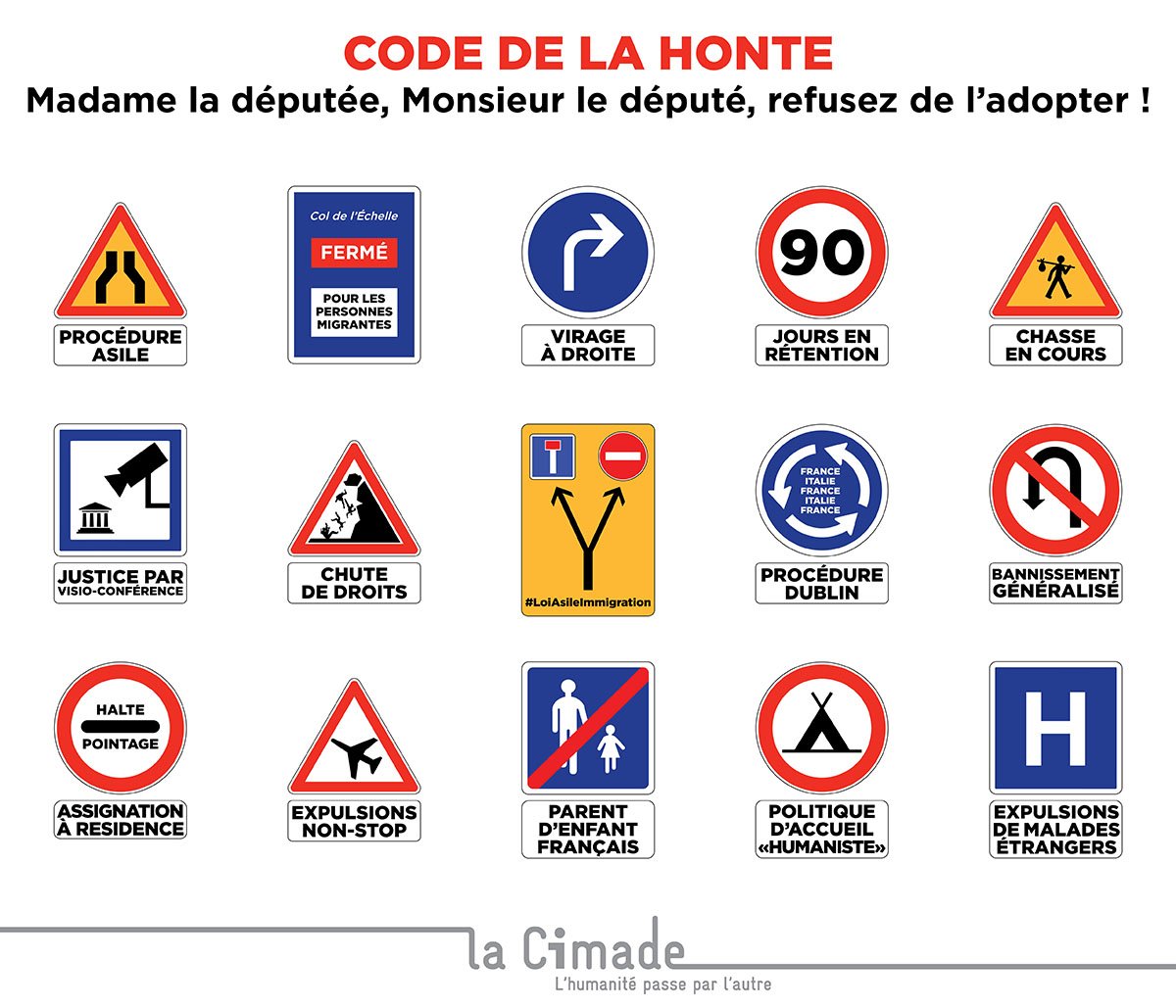 lacimade's tweet photo. #LoiAsileImmigration : une action de La Cimade dans 40 villes pour dénoncer le risque d’adoption du #CodeDeLaHonte
https://t.co/q0F3qb0o6r https://t.co/kw1erOOOgY