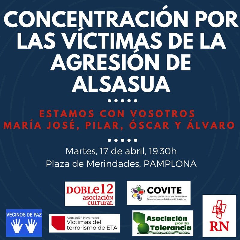CirculoNavarra's tweet image. Mañana concentración por las víctimas de la agresión de Alsasua
  A las 19:30h Plaza de Merindades #Pamplona #Navarra