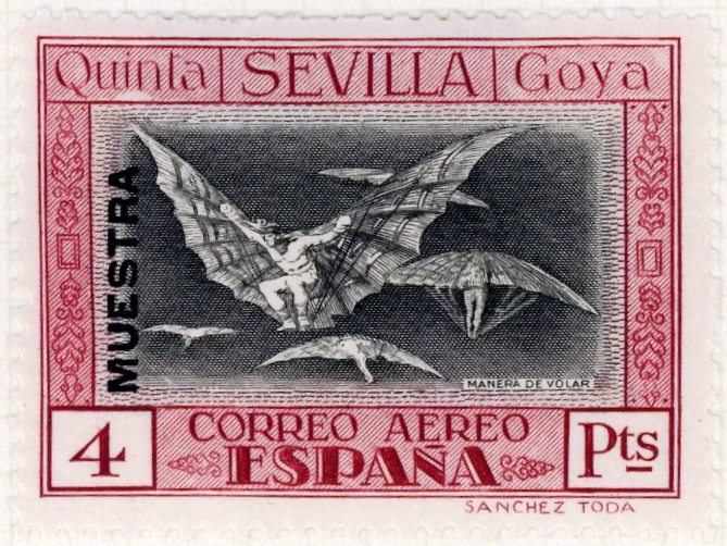 #OnThisDay 1828 Spanish painter & printmaker #FranciscoGoya died. His work is depicted on Spain's 1930 Death Centenary of Goya #AirMail Issue engraved by L. Sanchez Toda. Our set was donated to @britishlibrary by #FemaleCollector Mrs Augustine Fitzgerald @BL_European @The_RPSL