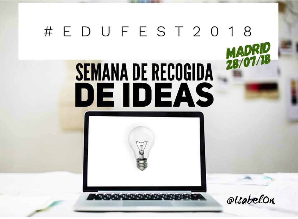 IsabelOn's tweet photo. Estamos buscando un centro (colegio o lugar con espacio suficiente) en #Madrid que se ofrezca voluntario para albergar los talleres de trabajo del #EDUFEST2018 (1er. Encuentro presencial de esuhorer@s) por la mañana el día #28 de julio. 
¿Nos ayudáis a encontrar anfitrión? https://t.co/L3grc2Maqc
