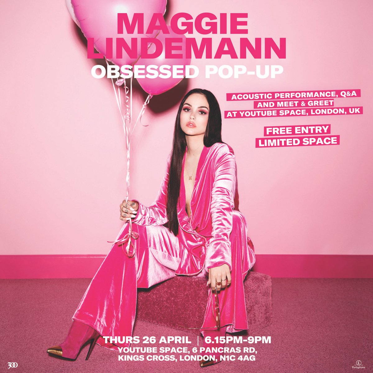 MaggieLindemann's tweet photo. UK! 🇬🇧 come see me at my Obsessed Pop-Up at the YouTube Space in London on Thurs 26 April.  I’ll be doing an acoustic performance, a Q&amp;A, meet &amp; greet and maybe a couple of surprises. free entry but limited space! Get your tickets here! https://t.co/Zzj6CVEhzw https://t.co/mCuWmg9bX2