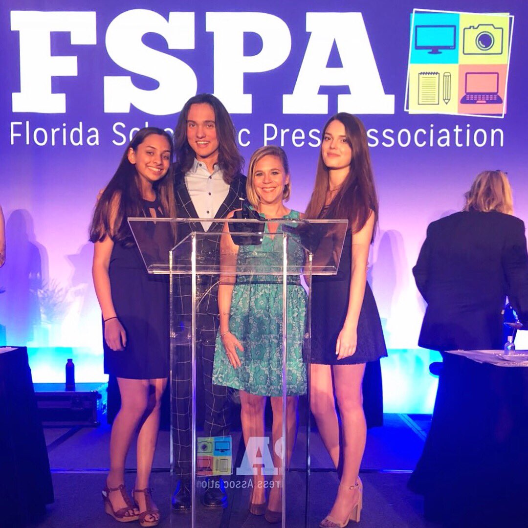 stricano's tweet photo. #fspa2018 is a wrap. These 3 seniors were incredible to work with - 3 days of learning and recognizing the best of the best in Florida. The icing on the cake was announcing the creation of the Marjory Stoneman Douglas Award. @AerieYearbook @EagleEyeMSD @FSPA @WMSDnews15 https://t.co/0kkcx6ZzPe