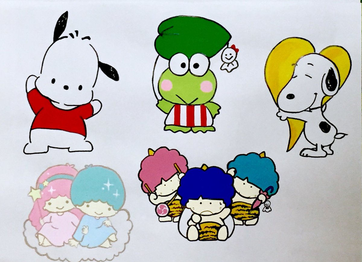 טוויטר Mush Line בטוויטר 頼まれて描いたサンリオのキャラクターとスヌーピー ゴロピカドンとかタキードサムとかちょっと昔のやつが可愛くて好き イラスト 模写 手描き T Co Ggmcz4kvod