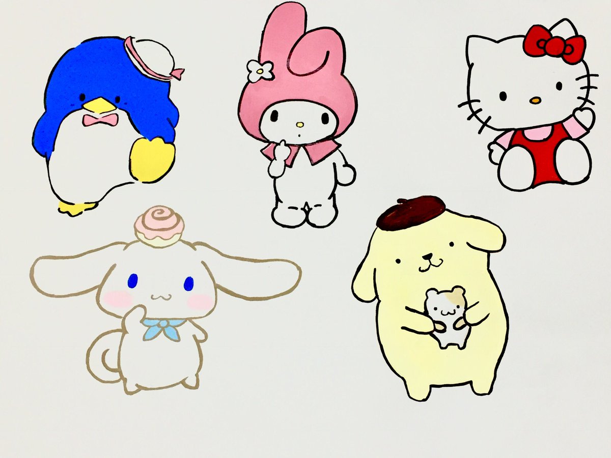 Mush Line 頼まれて描いたサンリオのキャラクターとスヌーピー ゴロピカドンとかタキードサムとかちょっと昔のやつが可愛くて好き イラスト 模写 手描き T Co Ggmcz4kvod Twitter