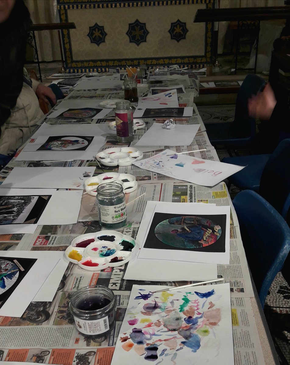 RedhawkL's tweet photo. Inking the past...some lovely artworks made by lovely people yesterday, inspired by the AHW magic lantern slide collection #MoreTeaLessHate #missingAHW @ClainesChurch @ExploreThePast @TheHiveWorcs https://t.co/cS3wbKEYZ3