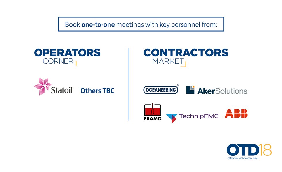 offshoredays's tweet photo. At OTD2018 we are pleased to introduce a new meeting place called the Contractors Market. We also repeat the success from OTD2017 and introduces Operators Corner. This is how it works.
https://t.co/i0vNhbVX8J https://t.co/twq0ptFObT