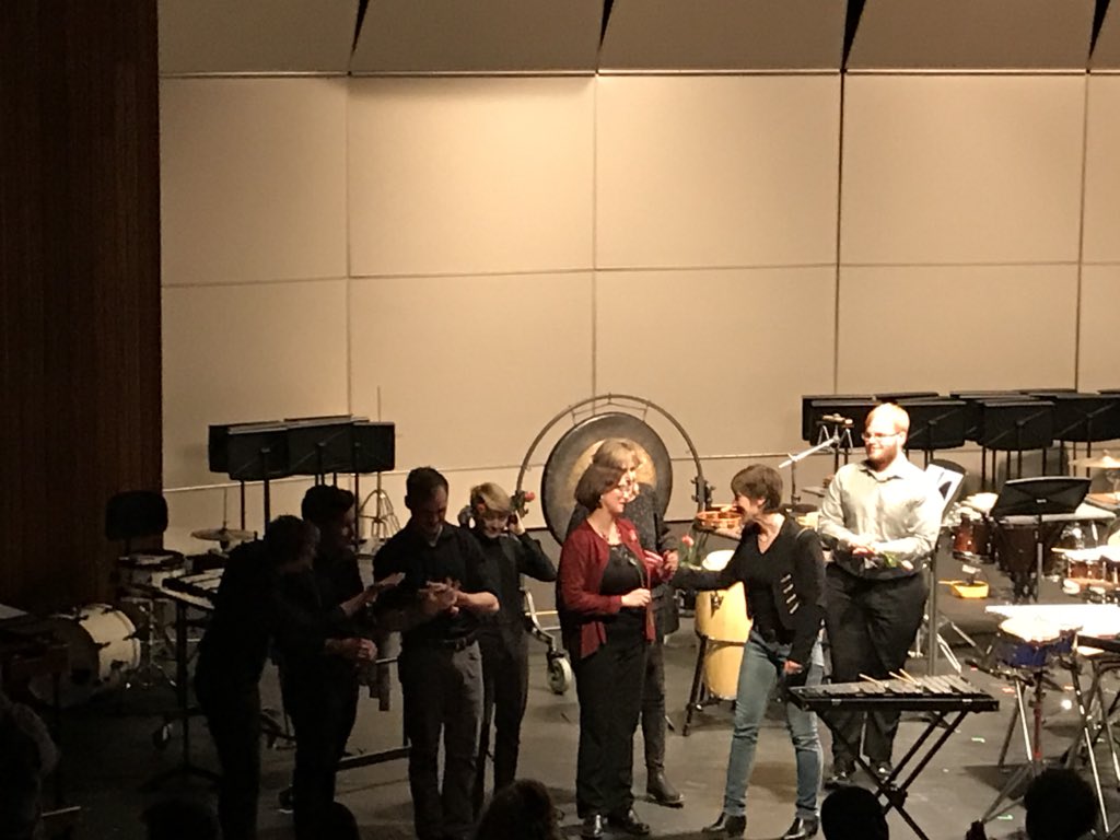 Our very own Cayenna Ponchione-Bailey moments after the premiere of her piece “Contagion” for the #CaixiaTrio and #percussion #quartet! Congratulations <a href="/UTMPercussion/">UT Martin Percussion</a> <a href="/julieahill27/">Julie Hill</a> and all the students who played a wonderful concert! Bravi!!