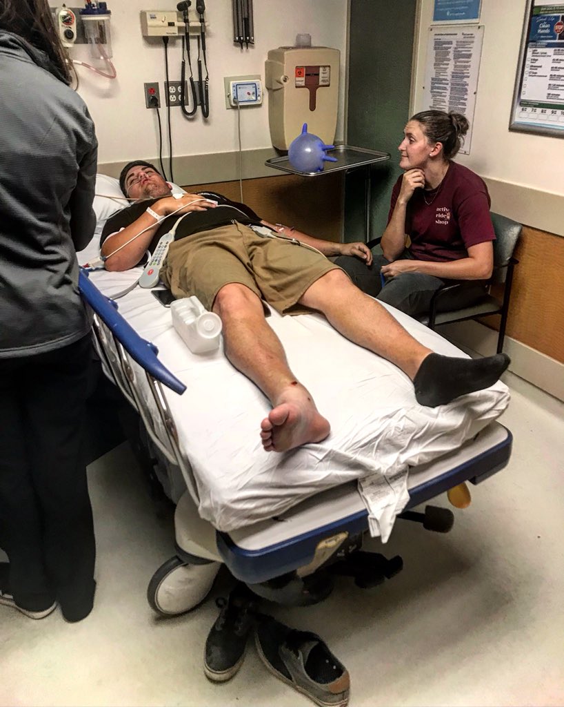 craigg107's tweet photo. Interesting weekend as I broke my tibia, fibula, and talus. Beyond thankful for @megan225hurst for taking care of me and even holding my hand the whole time as they tried to pop my ankle back in place. Now just ready for surgery so my foot will be connected back to my leg. https://t.co/zwksOZitCF