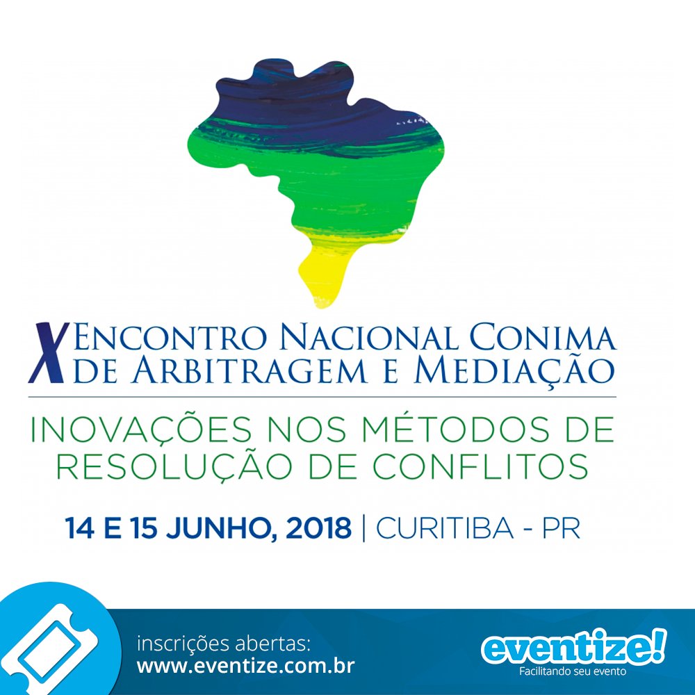 eventizebr's tweet image. Inscrições abertas para o X Encontro Nacional CONIMA de Arbitragem e Mediação. +Infos e inscrições: goo.gl/Yfuhgu | Realização: CONIMA

eventize! você também
eventize.com.br

#eventizebr #eventize #Encontro #CONIMA #ArbitragemEMediação